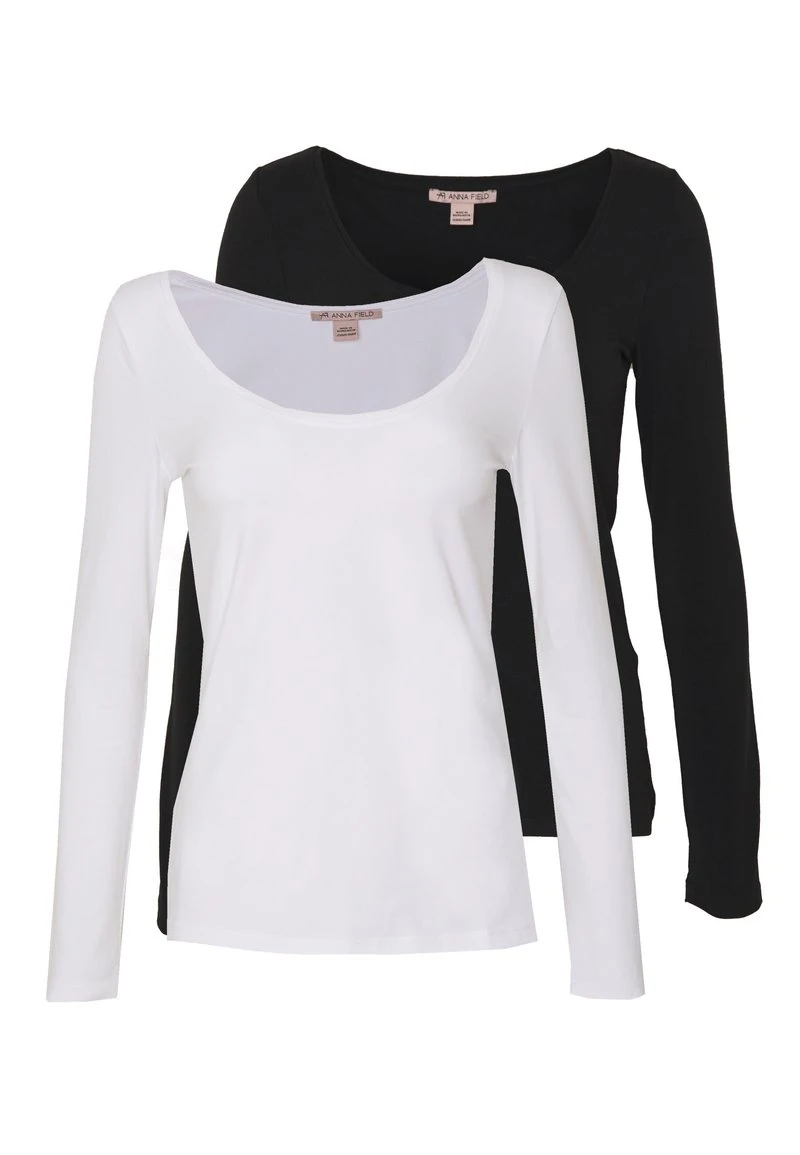 Anna Field 2 PACK - Langarmshirt - Black/white 1 Anna Field 2 PACK - Langarmshirt - Black/white