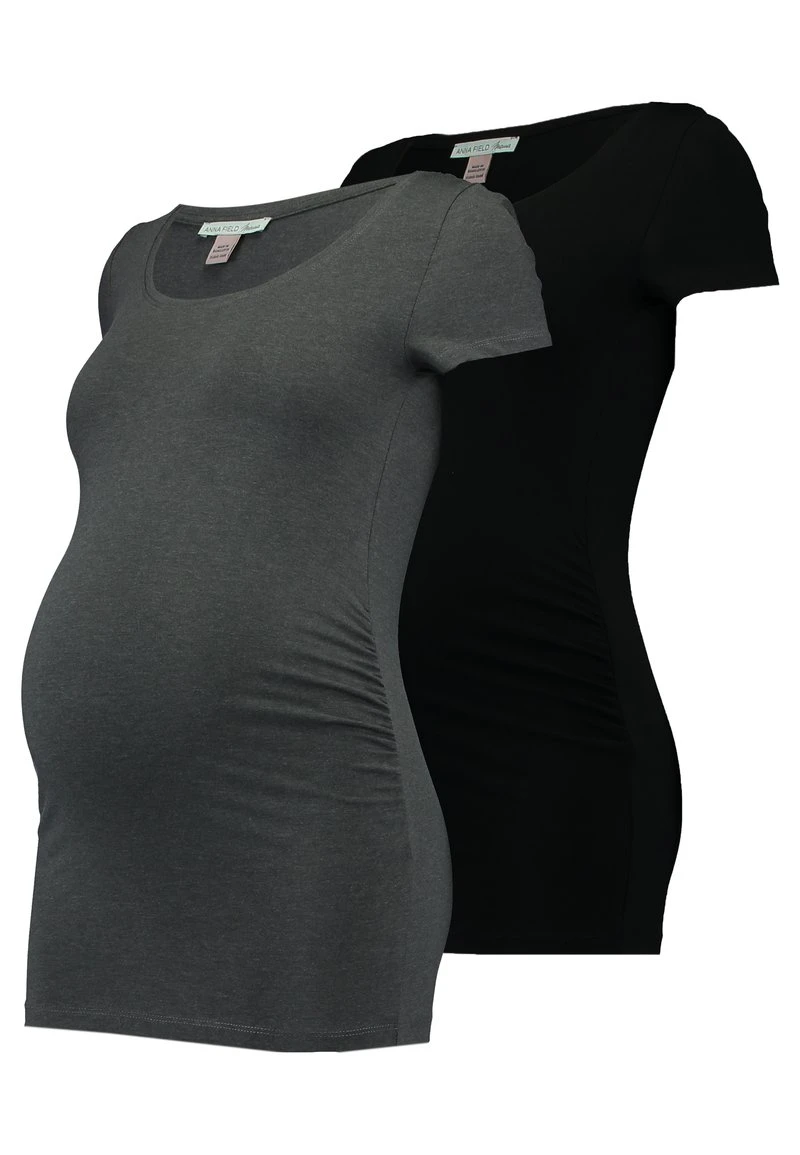 2 PACK - T-Shirt Basic - Dark Gray/black 1 2 PACK - T-Shirt Basic - Dark Gray/black