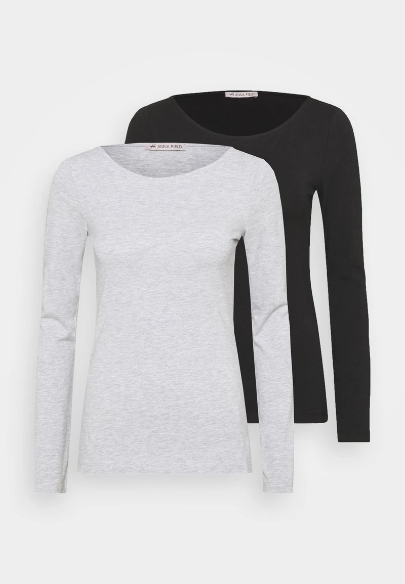 Anna Field 2 PACK - Langarmshirt - Black/mottled Grey 1 Anna Field 2 PACK - Langarmshirt - Black/mottled Grey
