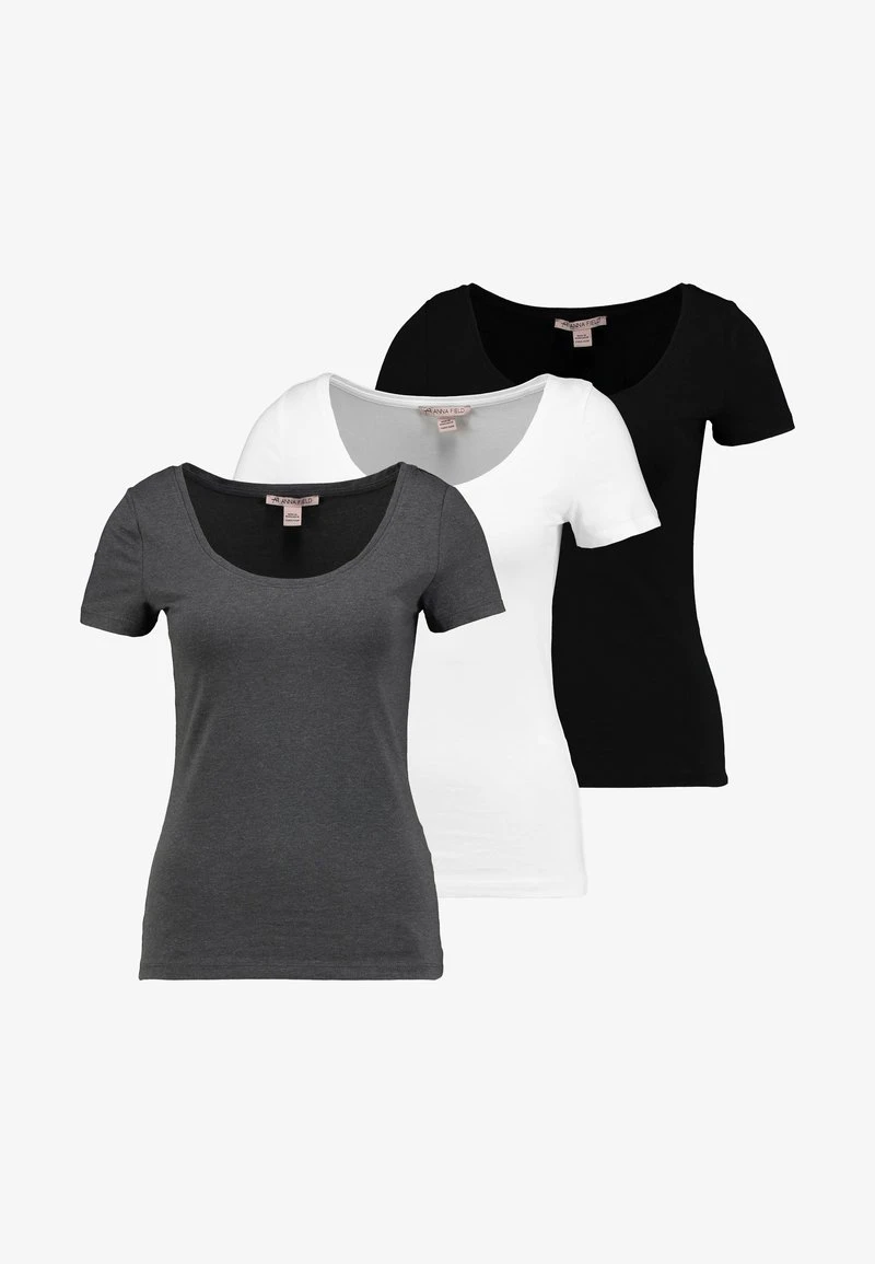Anna Field 3 PACK - T-Shirt Basic - White/black/dark Grey 4 Anna Field 3 PACK - T-Shirt Basic - White/black/dark Grey – Bild 4